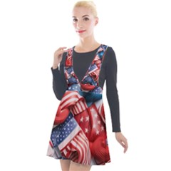 Us Presidential Election Colorful Vibrant Pattern Design  Plunge Pinafore Velour Dress by dflcprintsclothing