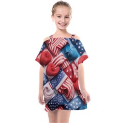 Us Presidential Election Colorful Vibrant Pattern Design  Kids  One Piece Chiffon Dress