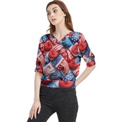 Us Presidential Election Colorful Vibrant Pattern Design  Quarter Sleeve Blouse