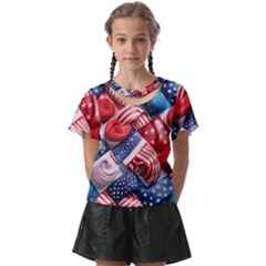 Us Presidential Election Colorful Vibrant Pattern Design  Kids  Front Cut T-shirt