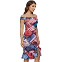 Us presidential election colorful vibrant pattern design  Off Shoulder Ruffle Split Hem Bodycon Dress View3