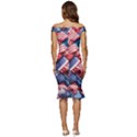 Us presidential election colorful vibrant pattern design  Off Shoulder Ruffle Split Hem Bodycon Dress View4