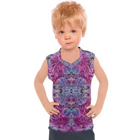 Fuchsia Blend June Kids  Sport Tank Top by kaleidomarblingart