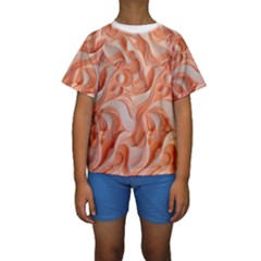 Peach Fuzz Elegant Print Abstract Design Kids  Short Sleeve Swimwear