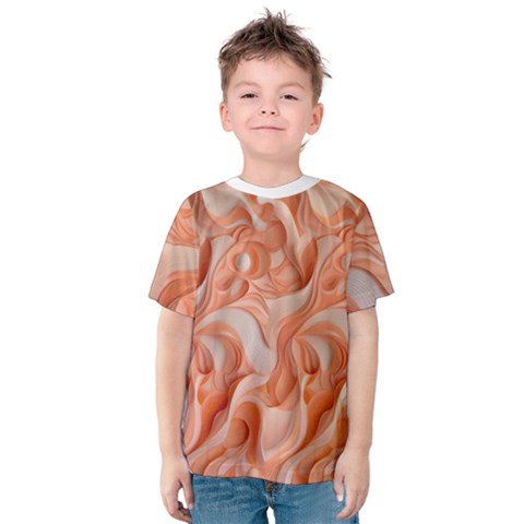 Peach Fuzz Elegant Print Abstract Design Kids  Cotton T-shirt by dflcprintsclothing