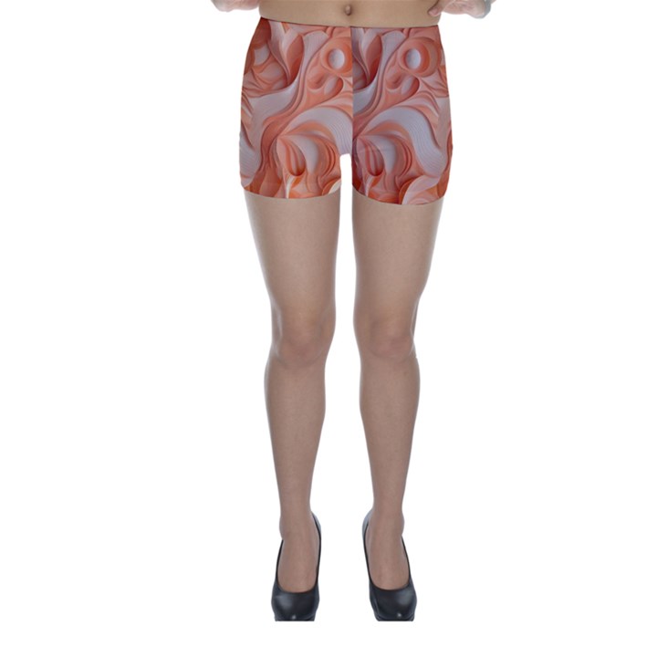 Peach Fuzz Elegant Print Abstract Design Skinny Shorts