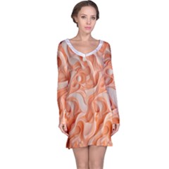 Peach Fuzz Elegant Print Abstract Design Long Sleeve Nightdress by dflcprintsclothing