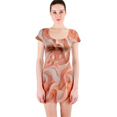 Peach Fuzz Elegant Print Abstract Design Short Sleeve Bodycon Dress by dflcprintsclothing