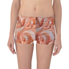 Peach Fuzz Elegant Print Abstract Design Reversible Boyleg Bikini Bottoms by dflcprintsclothing