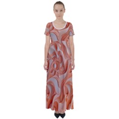 Peach Fuzz Elegant Print Abstract Design High Waist Short Sleeve Maxi Dress by dflcprintsclothing