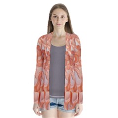 Peach Fuzz Elegant Print Abstract Design Drape Collar Cardigan