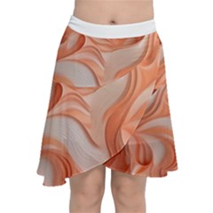 Peach Fuzz Elegant Print Abstract Design Chiffon Wrap Front Skirt