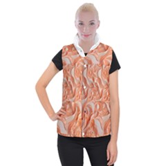 Peach Fuzz Elegant Print Abstract Design Women s Button Up Vest