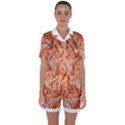 Peach Fuzz Elegant Print Abstract Design Satin Short Sleeve Pajamas Set View1