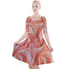 Peach Fuzz Elegant Print Abstract Design Quarter Sleeve A-line Dress by dflcprintsclothing