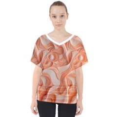 Peach Fuzz Elegant Print Abstract Design V-neck Dolman Drape Top by dflcprintsclothing