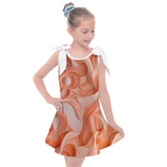 Peach Fuzz Elegant Print Abstract Design Kids  Tie Up Tunic Dress by dflcprintsclothing