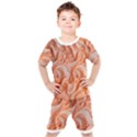 Peach Fuzz Elegant Print Abstract Design Kids  T-Shirt and Shorts Set View1