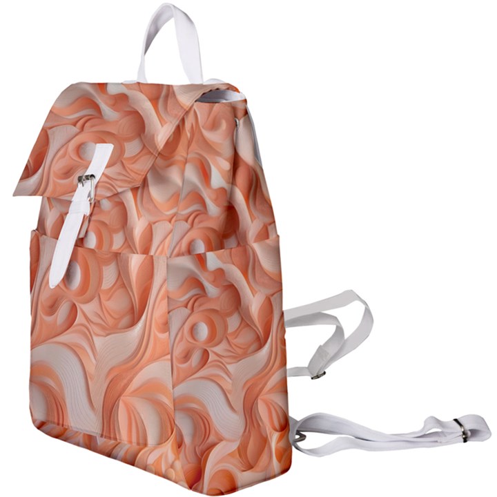 Peach Fuzz Elegant Print Abstract Design Buckle Everyday Backpack