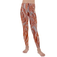 Peach Fuzz Elegant Print Abstract Design Kids  Lightweight Velour Leggings by dflcprintsclothing