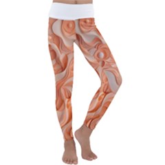 Peach Fuzz Elegant Print Abstract Design Kids  Lightweight Velour Classic Yoga Leggings by dflcprintsclothing