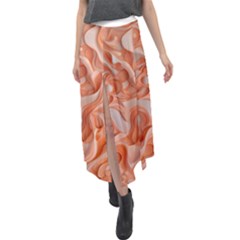 Peach Fuzz Elegant Print Abstract Design Velour Split Maxi Skirt by dflcprintsclothing