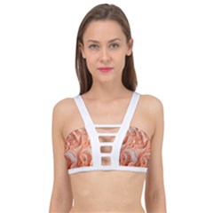 Peach Fuzz Elegant Print Abstract Design Cage Up Bikini Top by dflcprintsclothing