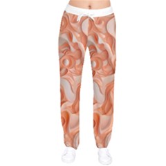 Peach Fuzz Elegant Print Abstract Design Women Velvet Drawstring Pants