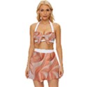 Peach Fuzz Elegant Print Abstract Design Vintage Style Bikini Top and Skirt Set  View1