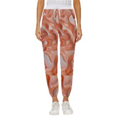 Peach Fuzz Elegant Print Abstract Design Women s Cropped Drawstring Pants by dflcprintsclothing