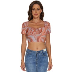 Peach Fuzz Elegant Print Abstract Design Short Sleeve Square Neckline Crop Top  by dflcprintsclothing