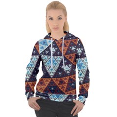 Fractal Triangle Geometric Abstract Pattern Women s Overhead Hoodie