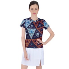 Fractal Triangle Geometric Abstract Pattern Women s Sports Top by Cemarart