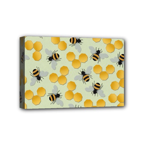 Bees Pattern Honey Bee Bug Honeycomb Honey Beehive Mini Canvas 6  X 4  (stretched) by Bedest