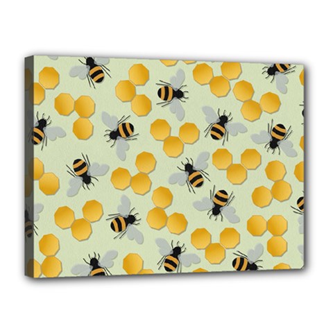 Bees Pattern Honey Bee Bug Honeycomb Honey Beehive Canvas 16  X 12  (stretched) by Bedest