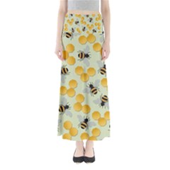 Bees Pattern Honey Bee Bug Honeycomb Honey Beehive Full Length Maxi Skirt by Bedest