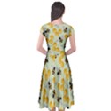 Bees Pattern Honey Bee Bug Honeycomb Honey Beehive Cap Sleeve Wrap Front Dress View2