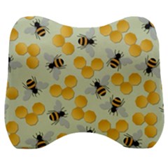 Bees Pattern Honey Bee Bug Honeycomb Honey Beehive Velour Head Support Cushion by Bedest