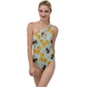 Bees Pattern Honey Bee Bug Honeycomb Honey Beehive To One Side Swimsuit View1