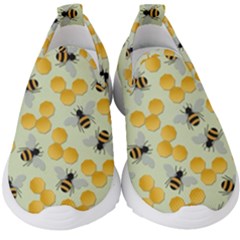 Bees Pattern Honey Bee Bug Honeycomb Honey Beehive Kids  Slip On Sneakers by Bedest