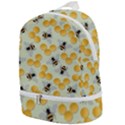 Bees Pattern Honey Bee Bug Honeycomb Honey Beehive Zip Bottom Backpack View1