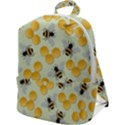 Bees Pattern Honey Bee Bug Honeycomb Honey Beehive Zip Up Backpack View1