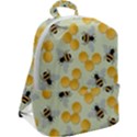 Bees Pattern Honey Bee Bug Honeycomb Honey Beehive Zip Up Backpack View2