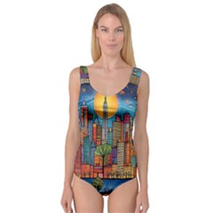 City New York Nyc Skyscraper Skyline Downtown Night Business Urban Travel Landmark Building Architec Princess Tank Leotard 