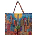 City New York Nyc Skyscraper Skyline Downtown Night Business Urban Travel Landmark Building Architec Zipper Large Tote Bag View1