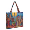 City New York Nyc Skyscraper Skyline Downtown Night Business Urban Travel Landmark Building Architec Zipper Medium Tote Bag View2