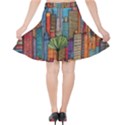 City New York Nyc Skyscraper Skyline Downtown Night Business Urban Travel Landmark Building Architec Velvet High Waist Skirt View2