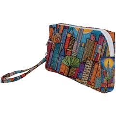 City New York Nyc Skyscraper Skyline Downtown Night Business Urban Travel Landmark Building Architec Wristlet Pouch Bag (small) by Posterlux