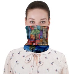 City New York Nyc Skyscraper Skyline Downtown Night Business Urban Travel Landmark Building Architec Face Covering Bandana (adult)