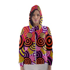 Abstract Circles Background Retro Women s Hooded Windbreaker